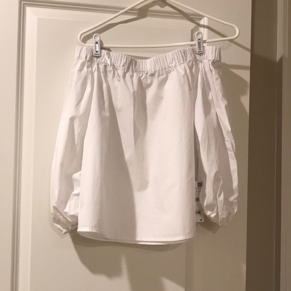 Brand new off the shoulder white cotton shirt